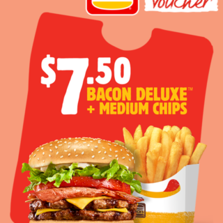 Hungry Jack’s Offers Bacon Deluxe Burger + Medium Chips for $7.50 via App Until June 1, 2026 2
