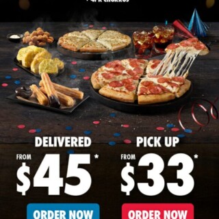 Domino’s Offers 2 Pizzas, Garlic Bread, 20 Chicken Bites, 4 Churros & 1.25L Drink from $33 10 Domino’s Offers 2 Pizzas, Garlic Bread, 20 Chicken Bites, 4 Churros & 1.25L Drink from $33 10