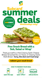Free Snack Bread with Your Subway Order on 28 January 2026 1
