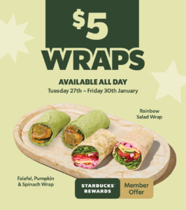 $5 Wraps for Starbucks Rewards Members from January 27–30 3
