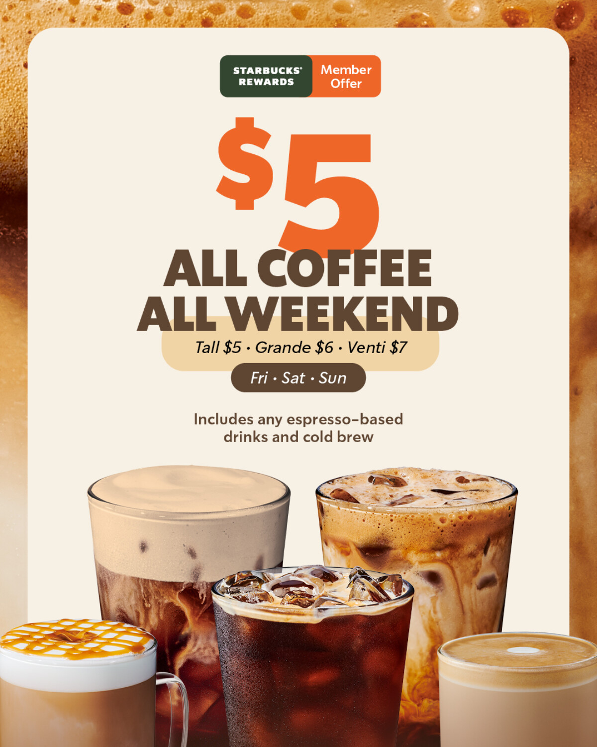 Starbucks $5 Coffee Weekend for Rewards Members from 27 February to 1 March 2026 3