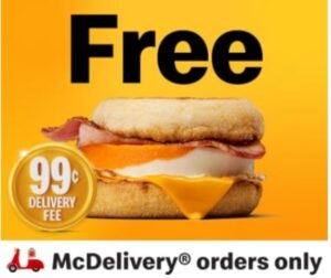 Free Bacon & Egg McMuffin with $40+ McDelivery Order via MyMacca's App Until June 28 5