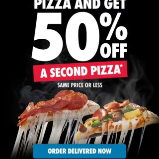 Domino’s: 50% Off Second Large Pizza Delivered on Mondays to Thursdays 9