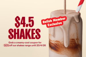 Grill’d: 50% Off Shakes with Relish Coupon until April 20 - Now $4.50 1 Grill’d: 50% Off Shakes with Relish Coupon until April 20 - Now $4.50 1