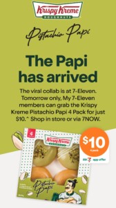 Krispy Kreme Pistachio Papi 4-Pack for $10 at 7-Eleven via App on April 10 1