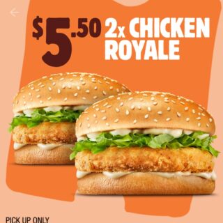 Hungry Jack’s Offers 2 Chicken Royales for $5.50 via App until 18 May 2026 5