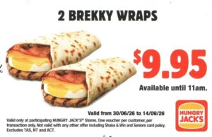 2 Brekky Wraps for $9.95