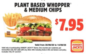 Plant Based Whopper and Medium Chips for $7.95