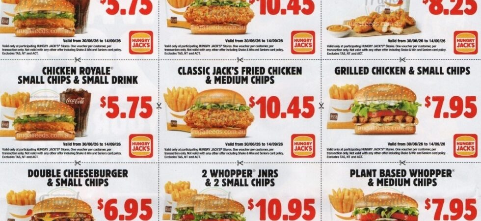 Hungry Jack’s vouchers and discount offers valid until 14 September 2026.