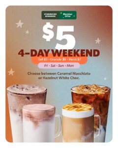 Starbucks Rewards Members Can Get Caramel Macchiatos and Hazelnut White Choc Drinks From $5 This Long Weekend 4
