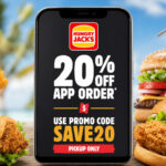 Hungry Jack’s is running a limited-time app promotion that gives customers 20% off Pick-Up orders of $20 or more. The offer is available until...