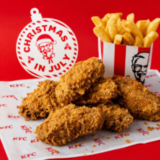 KFC Christmas in July Day 10: Get 6 Wicked Wings & Regular Chips for Just $5 on July 10 6 $5 Wicked Wing Lunch KFC