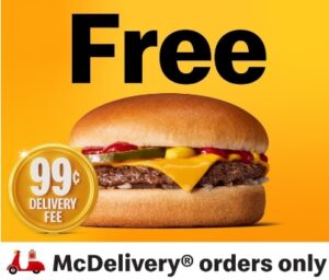 Free Cheeseburger with $40+ McDelivery Orders via MyMacca's App Until July 26 31 Free Cheeseburger with $40+ McDelivery Orders via MyMacca's App Until July 26 4