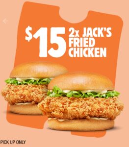 Hungry Jack's Offering 2 Jack's Fried Chicken Burgers for $15 via App Rewards Until August 24 26 Hungry Jack's Offering 2 Jack's Fried Chicken Burgers for $15 via App Rewards Until August 24 1