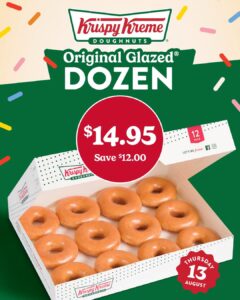 Krispy Kreme Australia Drops Original Glazed Dozen to $14.95 for One Day Only on August 13 1 Krispy Kreme Australia Drops Original Glazed Dozen to $14.95 for One Day Only on August 13 1