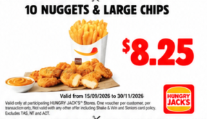 Hungry Jack's Vouchers valid from 15 September to 30 November 2026 9