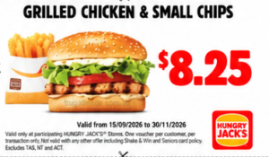 Hungry Jack's Vouchers valid from 15 September to 30 November 2026 8