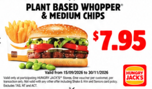 Hungry Jack's Vouchers valid from 15 September to 30 November 2026 7