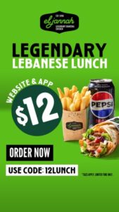 El Jannah Launches $12 Lebanese Lunch with Charcoal Chicken Roll, Chips and Pepsi Max 6 El Jannah Launches $12 Lebanese Lunch with Charcoal Chicken Roll, Chips and Pepsi Max 5