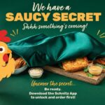 Saucy Chick teaser image featuring fried chicken covered by a cloth with dipping sauces beside it